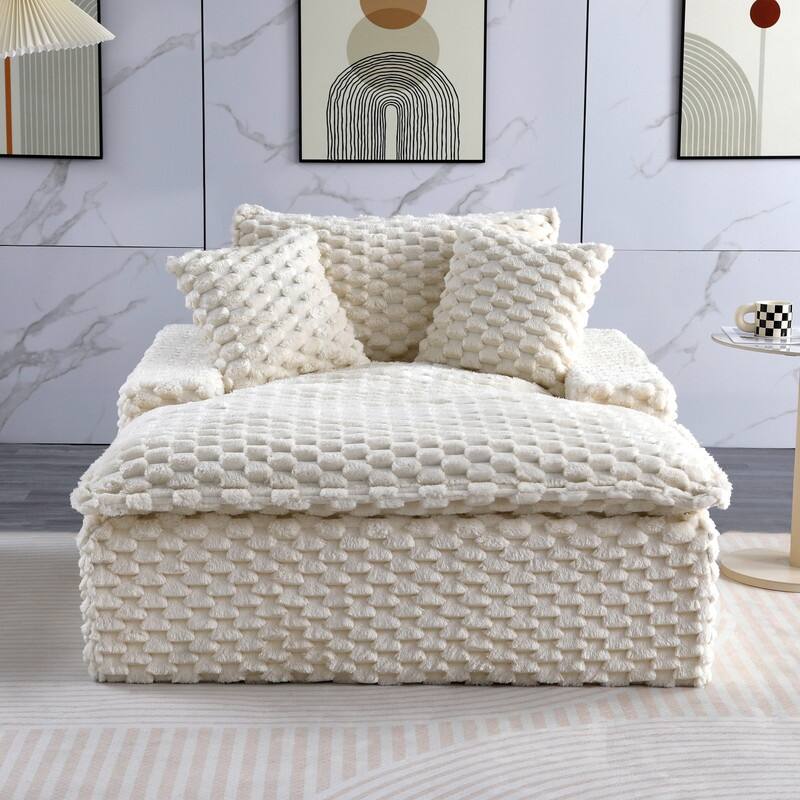 51.2" Corduroy Upholstered Compression Sofa - White