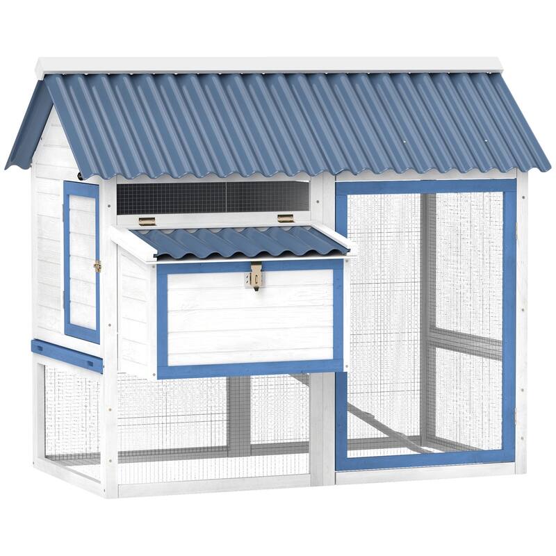 Outdoor Chicken Coop for 2-3 Chickens with Run, Ventilation and Ramp - 55.5" W x 50" D x 47.6" H