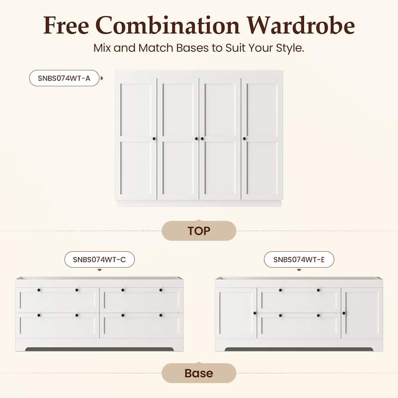 Pocassy 71" H Wardrobe Closet with Drawers with Doors and Storage