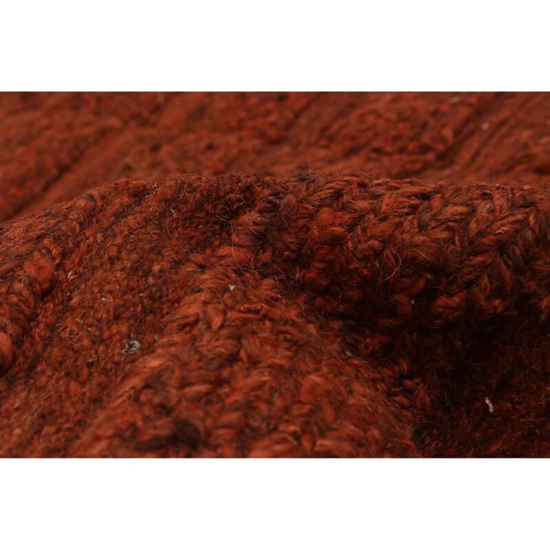 ECARPETGALLERY Flat-Weave Natural Burnt Orange Wool Tapestry Kilim - 8'2 x 8'1