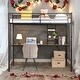 preview thumbnail 1 of 6, Kids and Baby Twin Size Metal Loft Bed with Desk and Storage Shelves For Home Black