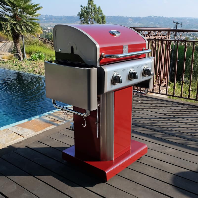 Kenmore 3-Burner Propane Gas Grill with Foldable Side Shelves