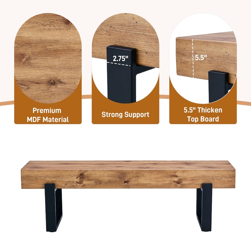 59" Dining Bench, Farmhouse Indoor Kitchen Table Benches, Bed Bench, Industrial Shoe Bench, Entryway Benches