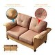 preview thumbnail 9 of 7, Linen Fabric Faux Leather Loveseat with Wood Leg for Living Room