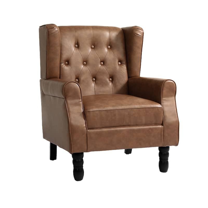 Modern Vegan Leather Upholstered Button Tufted Armchair