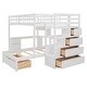 preview thumbnail 7 of 16, Storage-Savvy Design Wood Bunk Bed with Surdy Construction, Build-in Ladder and Desk, White