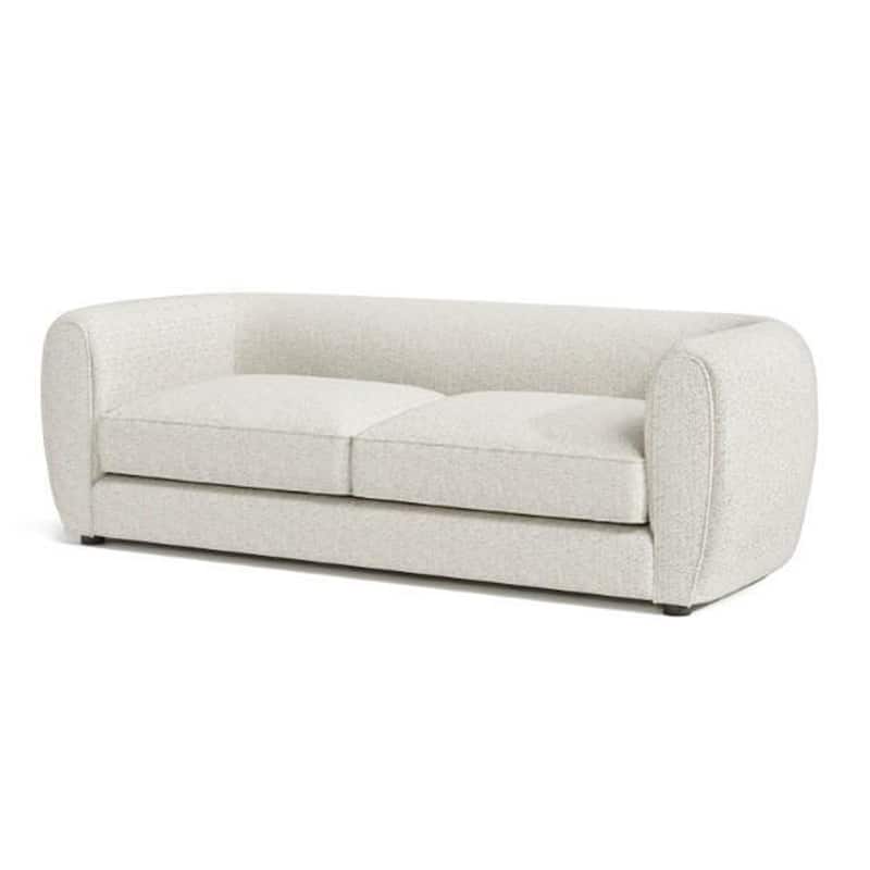 Dly Sofa, Off White Boucle Seat, Welt Trim, 87 Inch Tuxedo Style