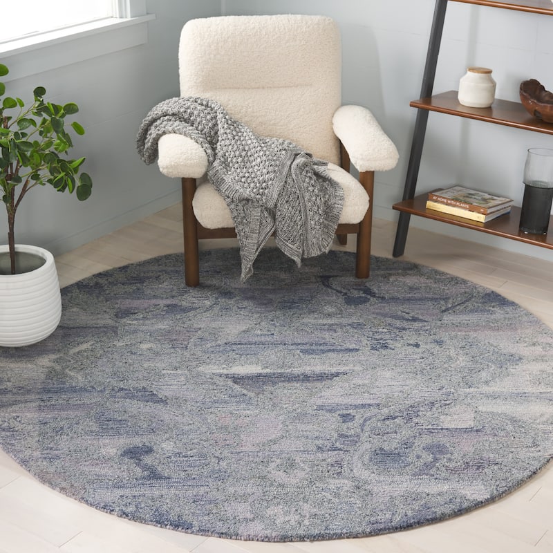SAFAVIEH Handmade Anatolia Liilia Rug - 6' Round - Violet/Purple