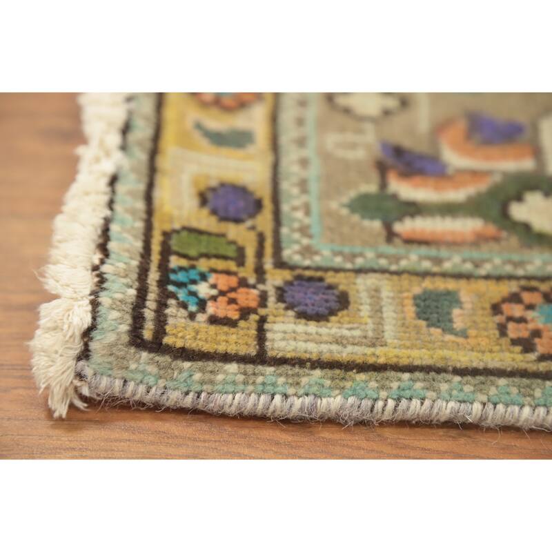 Hand Knotted Oriental 100% Wool Carpet Traditional Floral Oranges & Rust Tabriz Area Rug - 9' 3'' X 6' 5''