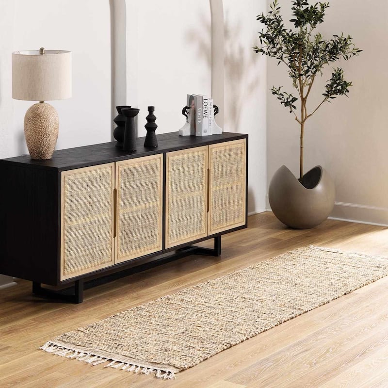 Hauteloom Lonut Jute Living Room, Bedroom Area Rug - Light Brown, Brown - 2' x 3' - 2'6" x 8' - Light Brown, Brown / Lonut