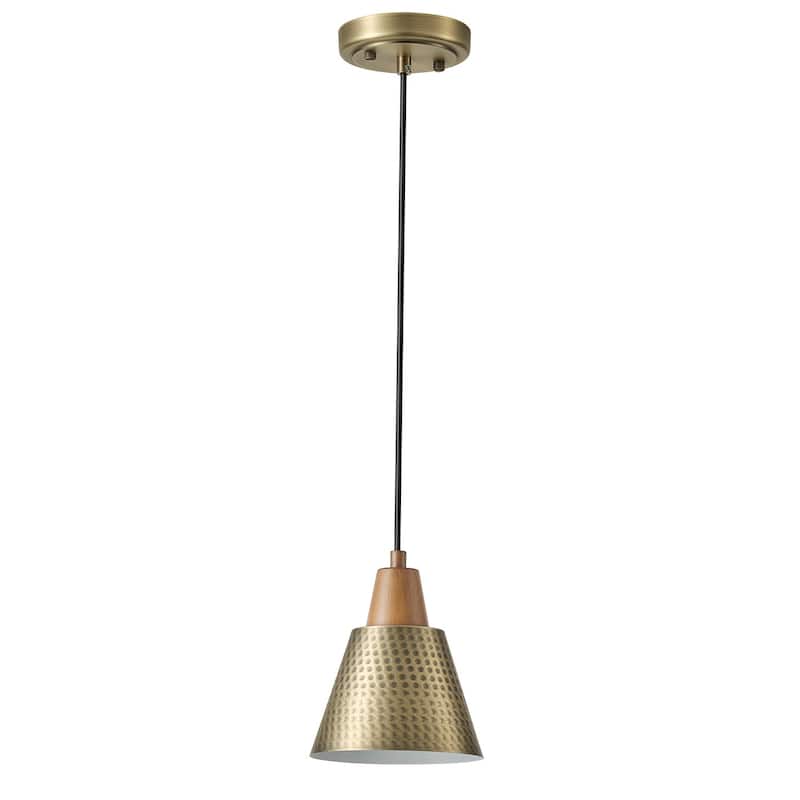 1-Light Gold Conical Polka Dot Shade Pendant Lighting - 5.9"D×4.7"W×75.2"H(Adjustable)