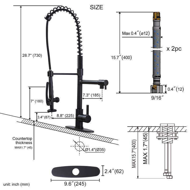 WOWOW Commercial Kitchen Faucet with Pre-Rinse Sprayer