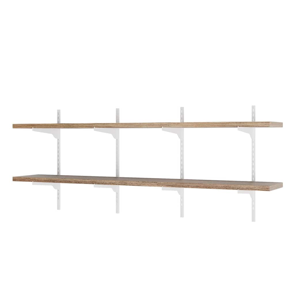 Wallniture Turin 60" Floating Wall Shelf with Adjustable Brackets, Hanging Shelves, Wall Mounted, Boho Decor, Wood, Tier Options