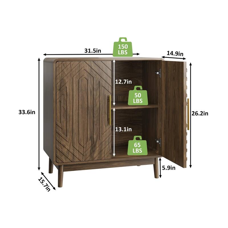 MDF Board Sideboard Buffet Cabinet With Adjustable Shelves