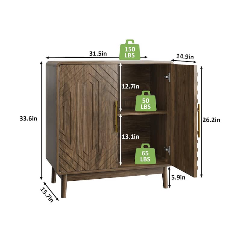 Sideboard Buffet Cabinet With Storage ,Carved 2 Door Sideboard,Multifunctional Accent Cabinet With Adjustable Layer Board