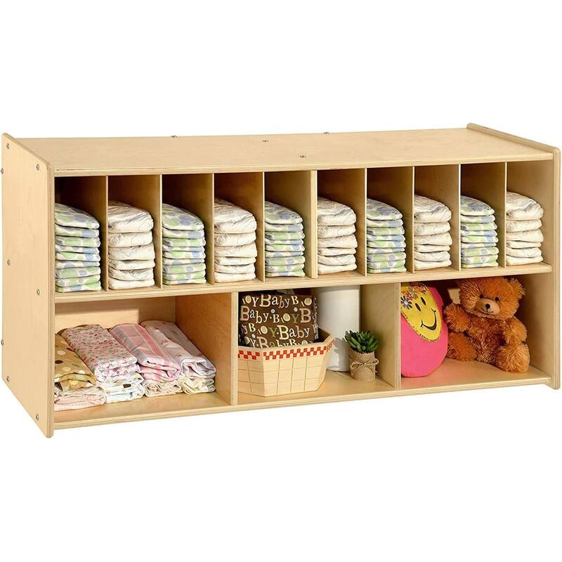 Contender Diaper Storage Organizer, 47" Baby Changing Supply Shelf, Sturdy Wooden Hanging Wall Mount