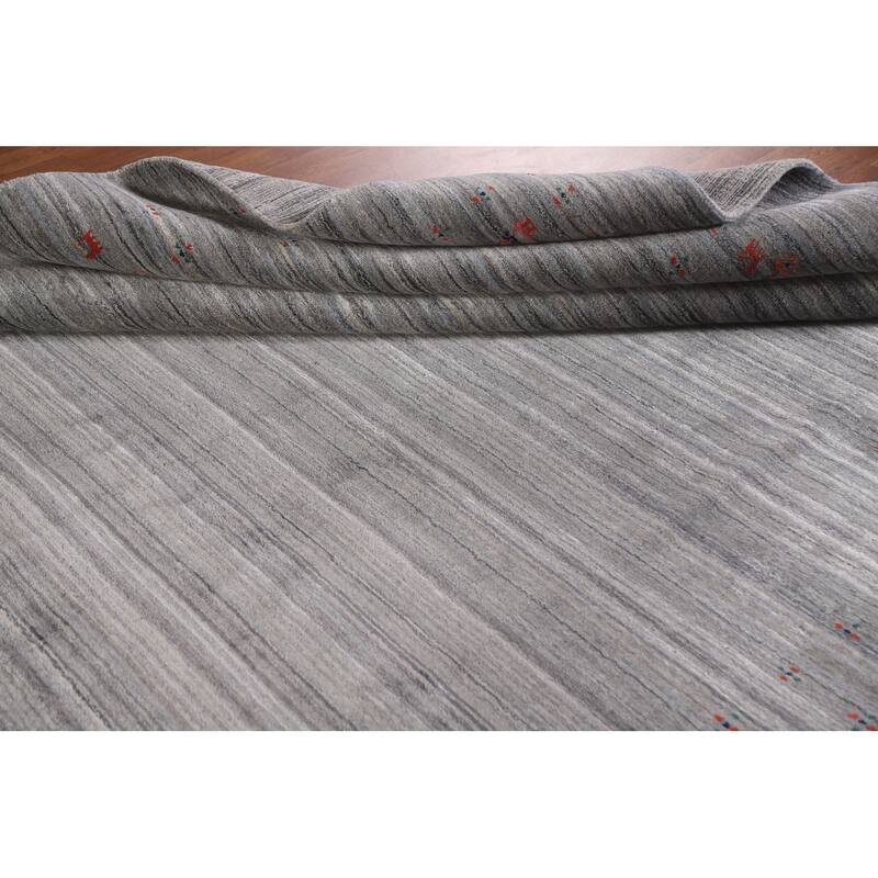 Striped Gabbeh Oriental Area Rug Hand-Knotted Tribal Wool Carpet - 7'10"x 9'9"