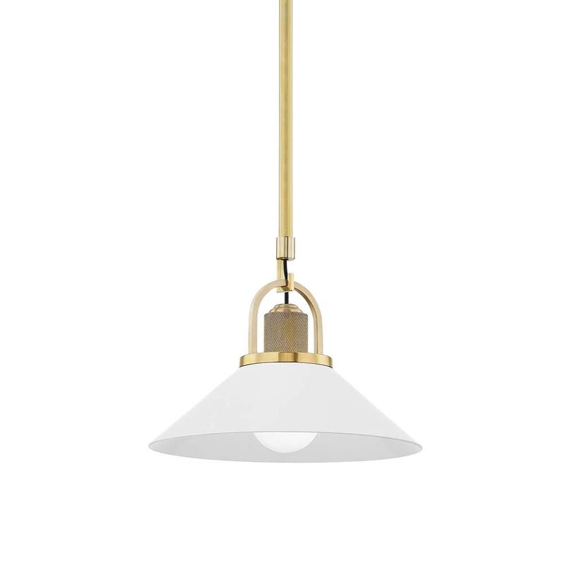 Hudson Valley Lighting Syosset 12" Wide Pendant - Aged Brass / White