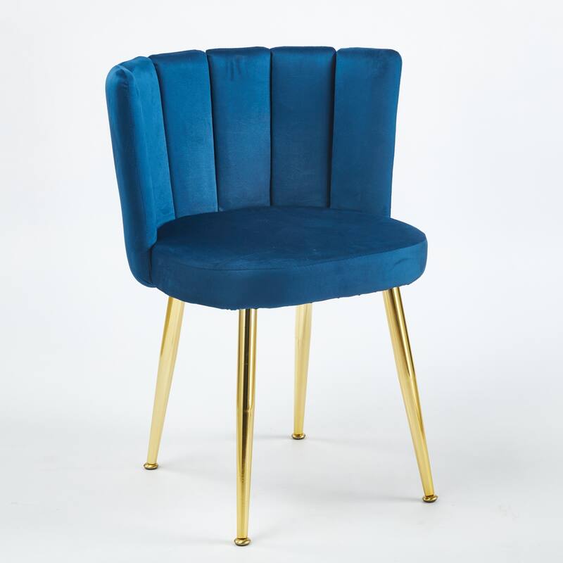 Modern dining chair(set of 2 ) with iron tube golden color legs, velvet and comfortable backrest