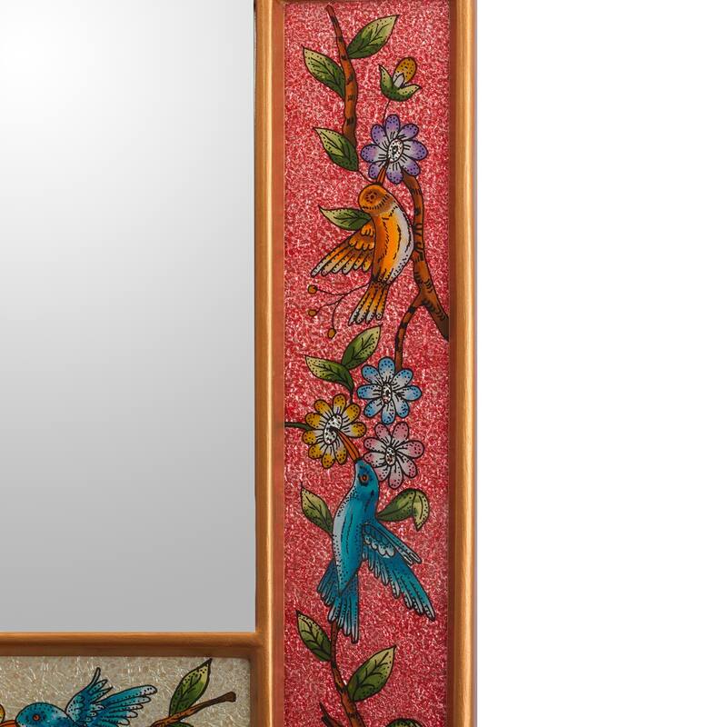 Novica Handmade Garden Of Joy Reverse-Painted Glass Wall Mirror