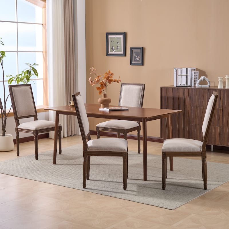 Christopher Knight Home - French Country Dining Chairs Set with Upholstered Backrest & Upholstered Seats with Fluted Legs