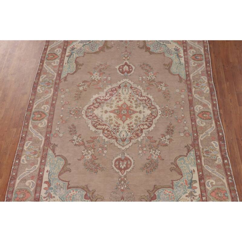 Tabriz Persian Vintage Area Rug Handmade Floral Wool Carpet - 6'4" x 9'11"