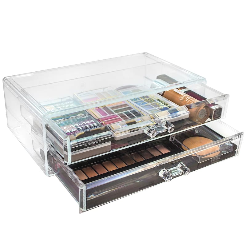 Sorbus Stackable Acrylic Drawers - Clear Storage Drawers for Organizing Make up Palettes, Bathroom Supplies, and More - 11.75” L x 2” H x 6.75”
