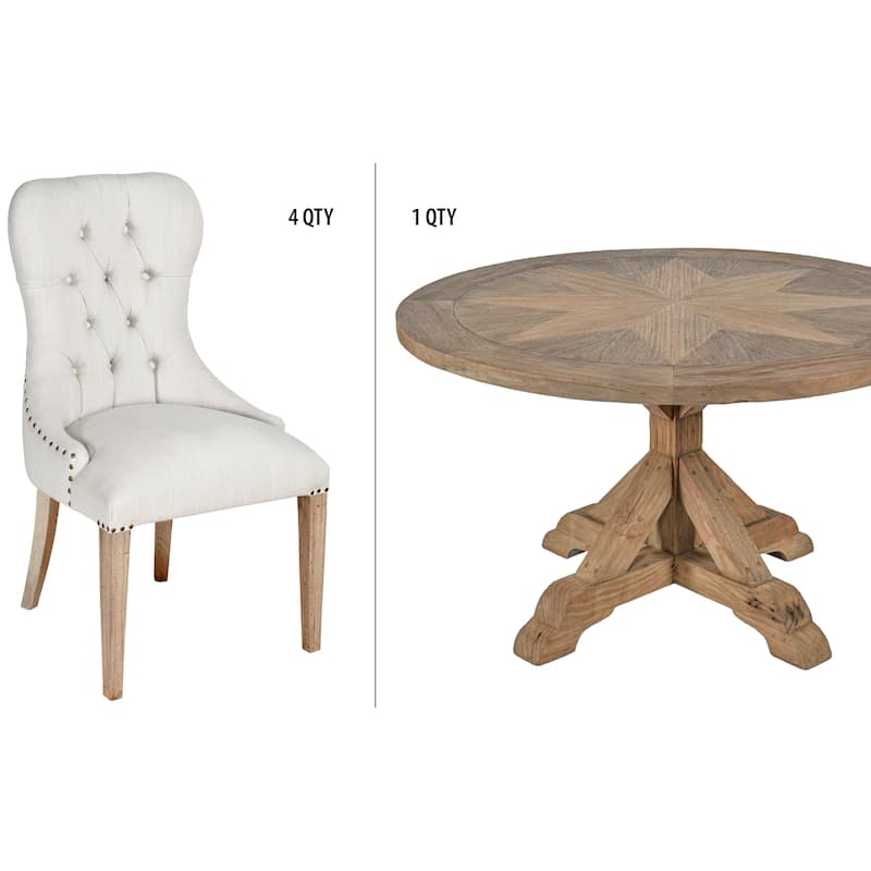 Farmhouse Diamond 48'' Round Dining Table Set of 5