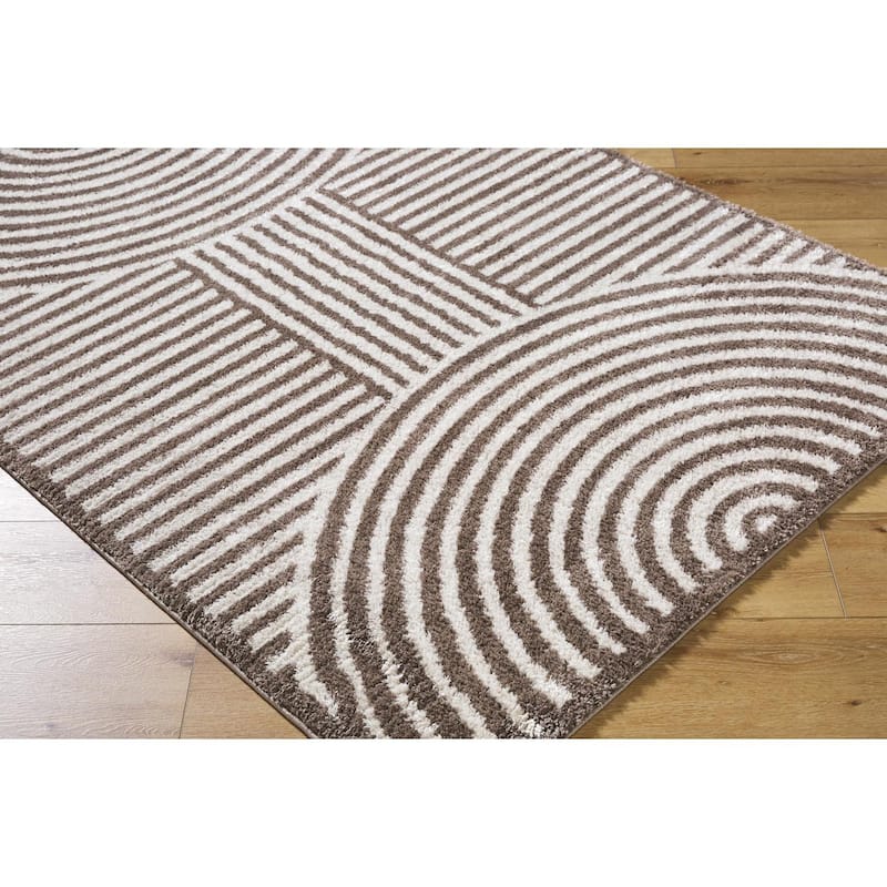 Livabliss Scandinavian Fossay Shag Stripe Washable Area Rug