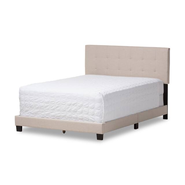 Baxton Studio Karpos Modern Upholstered Grid-tufting Panel Bed - Beige - King
