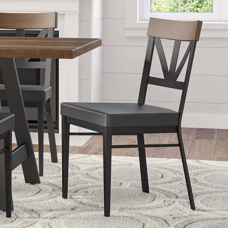 Amisco Clark Dining Chair with Solid Wood Accent and Metal Legs