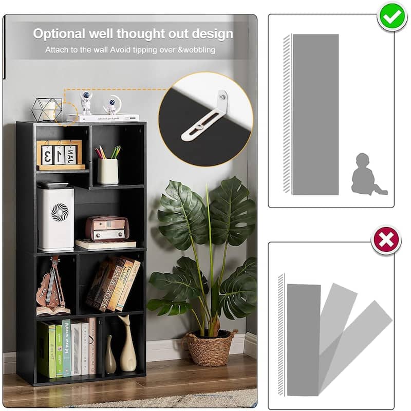 VECELO Modern Irregular Shape Tall Bookshelf Multi-Purpose Waterproof Vertical Horizontal Storage for Bedroom Living Room