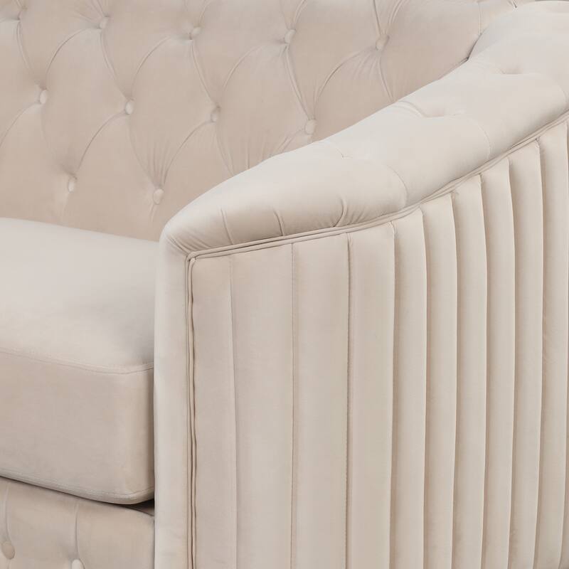 Roomfitters 41.5" Velvet Upholstered Accent Sofa Chair with Thick Removable Cushion Modern Single Couch