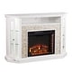 preview thumbnail 12 of 14, Ratner Faux Stone Fresh White Corner Convertible Fireplace