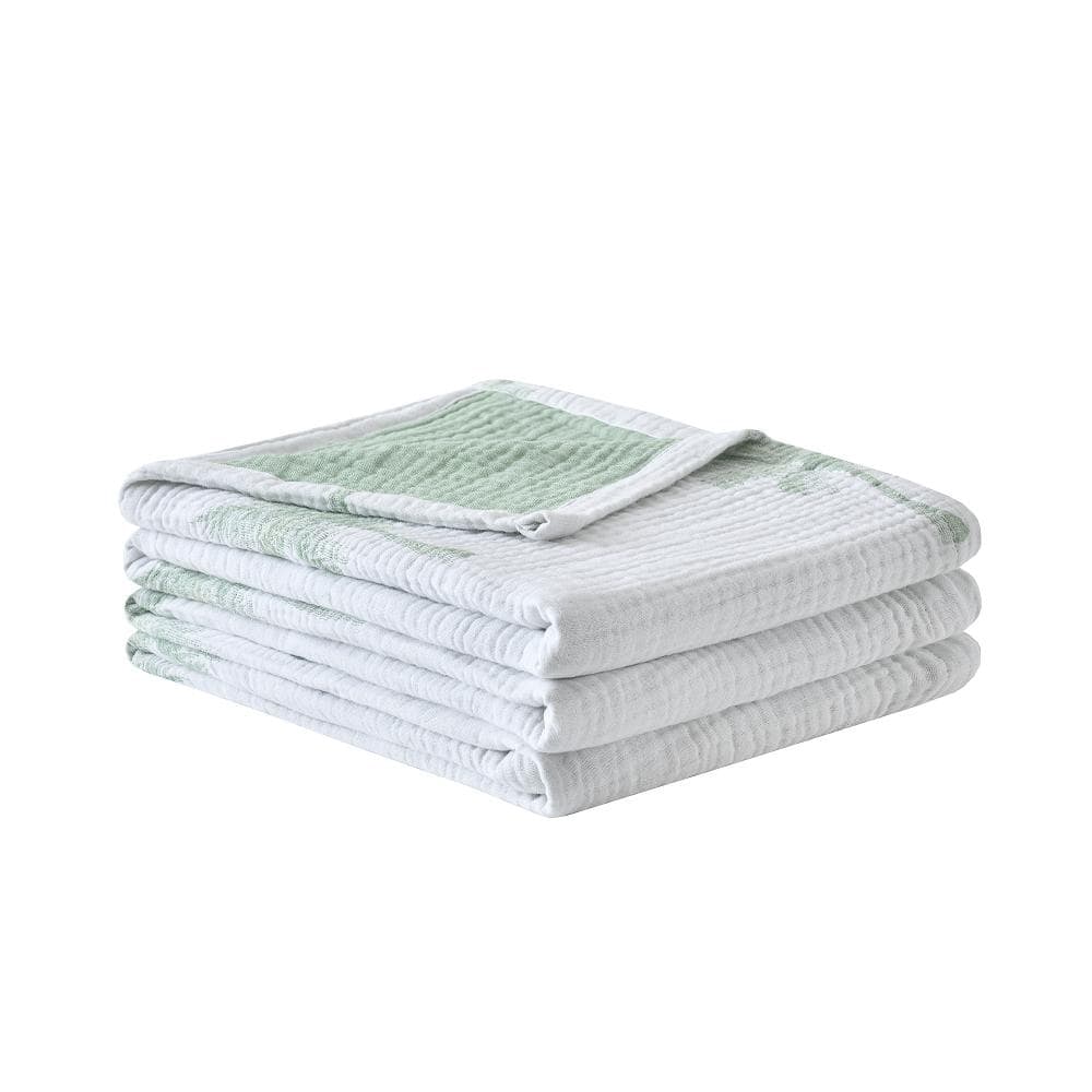 Vintage Cotton Muslin Throw Blanket, Reversible, Breathable for Indoor/Outdoor Use, Picnics, Bedding, or Chair Cover