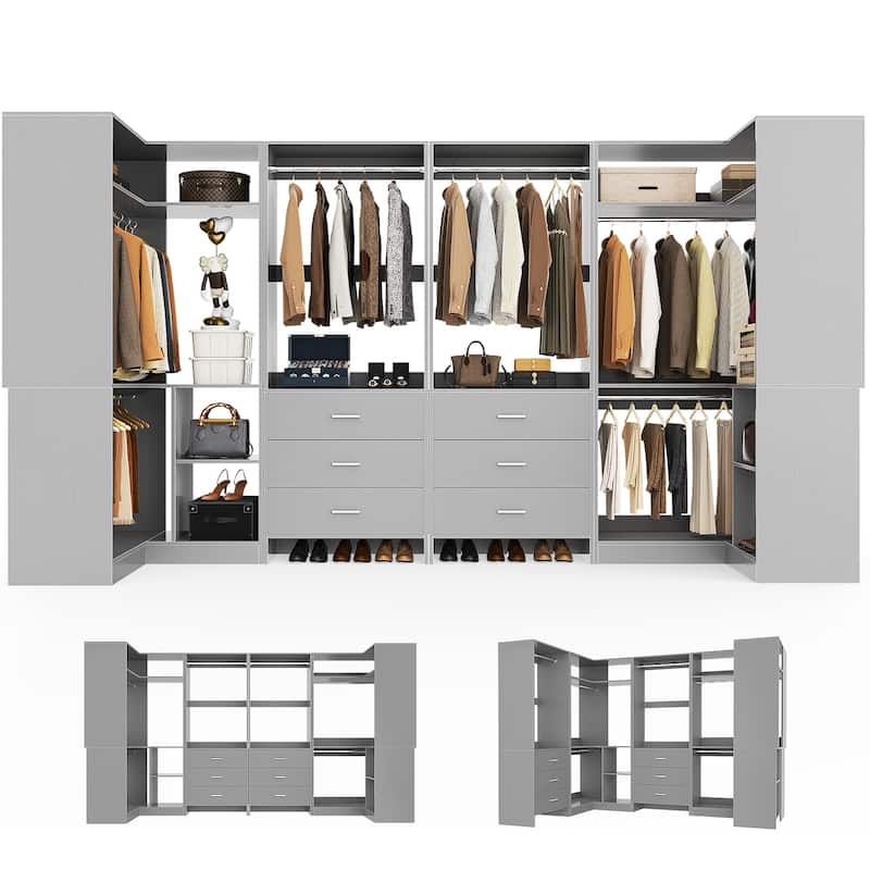 Cimly Set of 4 Closet Organizer with Drawers, U Shaped Freestanding Closet System