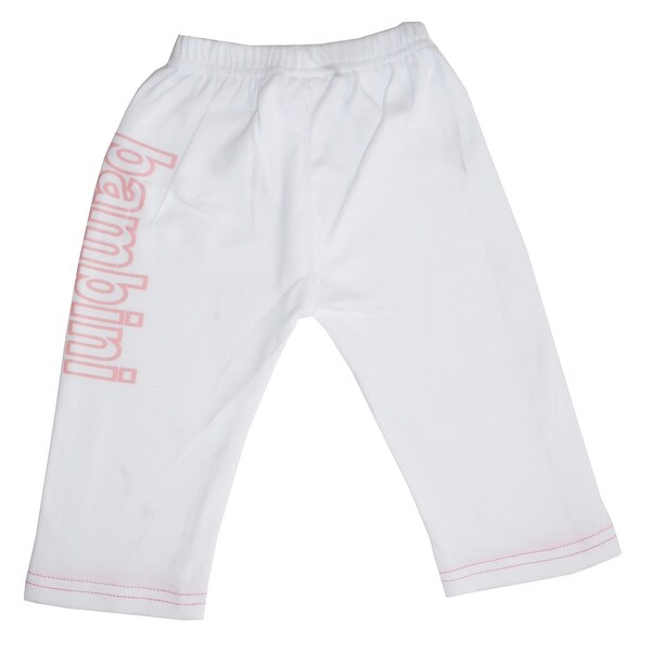 6" Matte White Solid Large Whimsical Infant Girls Sweat Pants with Print. Opens flyout.