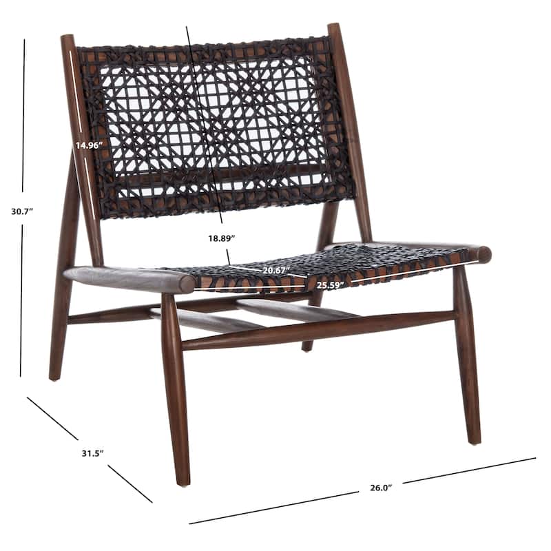 SAFAVIEH Bandelier Open Leather Weave Squared Accent Chair. - 26" W x 32" D x 31" H