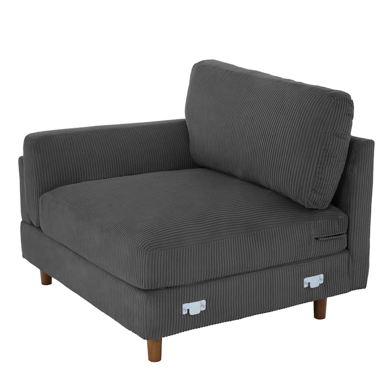 Modern 90" Loveseats Corduroy Sectional Sofa