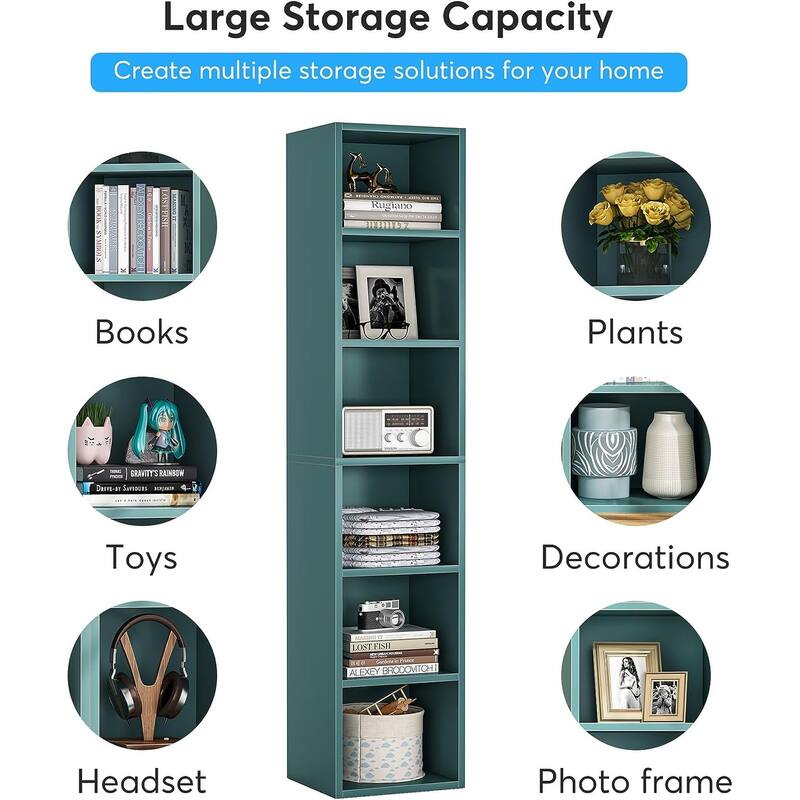 70.9 Inches 6-tier Tall Narrow Bookshelf Bookcase for Home Office