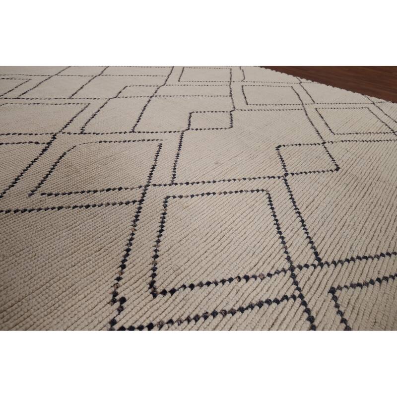 Trellis Moroccan Earth Tone Area Rug Hand-Knotted Wool Carpet - 7'9"x 10'11"