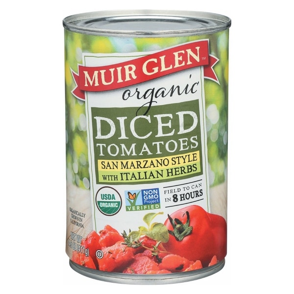 Muir Glen Diced Tomatoes, with Italian Herbs - Tomato - Case of 12 - 14.5 oz.