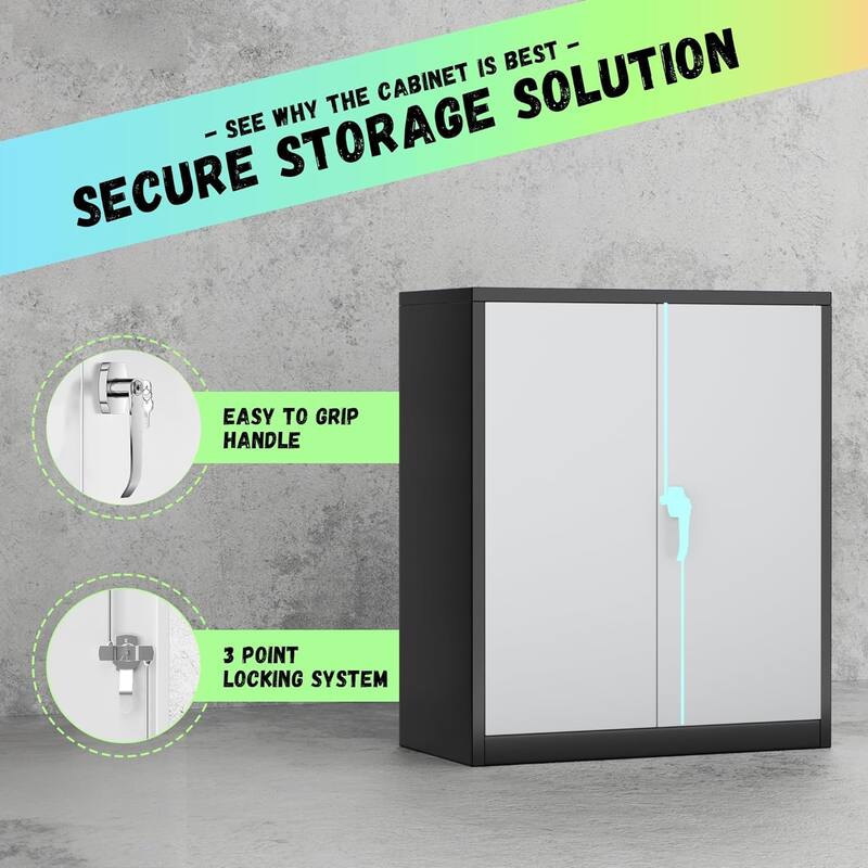 36 inch Metal Office File Storage Cabinet Locker with Locking Doors and Adjustable Shelves for Home Office, Garage, Pantry