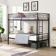 preview thumbnail 10 of 13, Black Twin over Twin Metal Bunk Bed, Metal Structure Bedframe with Safety Guardrails and 2 ladders, Convertible Bunkbeds