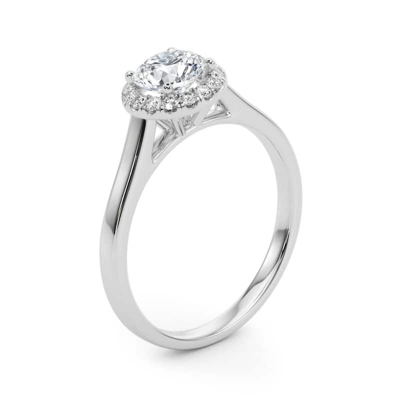 Auriya 14k-White Gold Lab Grown Round Diamond Halo Engagement Ring 0.50 to 5.00 ct. tw. (F-G VS)