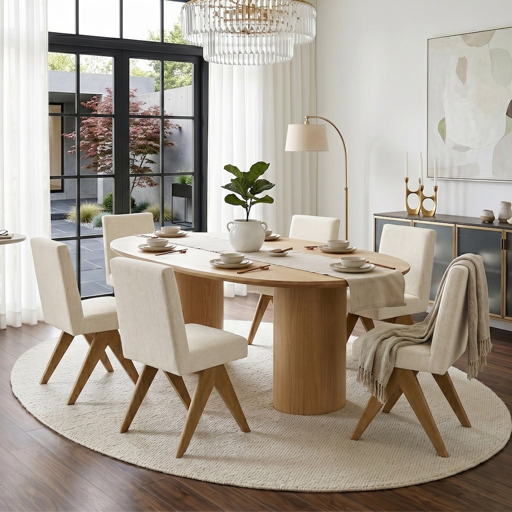 18" Seat Height Upholstered Solid Wood Full Back Dining Chair(Set of 6)