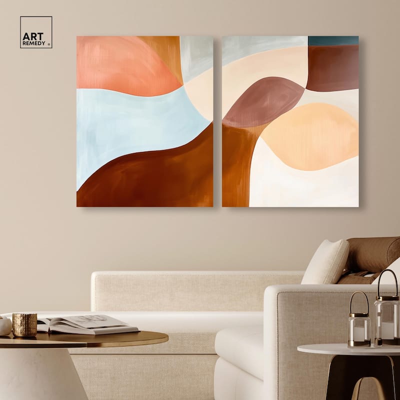 Shapes Revisited II Canvas Set of 2 by Art Remedy, Gallery Wrapped