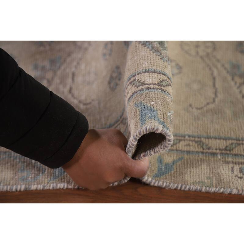 Hand Knotted Oriental 100% Wool Carpet Traditional Medallion Beige & Ivories Tabriz Area Rug - 12' 10'' X 9' 6''