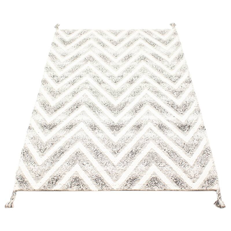 ECARPETGALLERY Braid weave Sienna Grey Wool Rug - 5'0 x 8'3