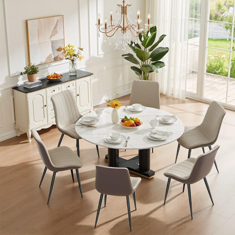 Padded Chair khaki Side Chair Set of 6 Dining Chair Vanity Chair Accent Chair Reception Chair with Metal Legs - khaki